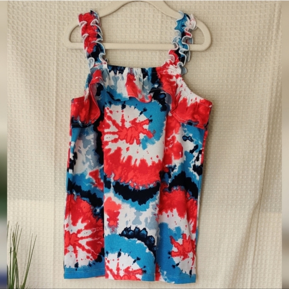 Children's Place Red, White & Blue Tye Dye Girls Tank Top Size L 10/